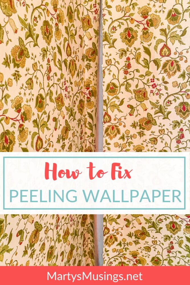 Vintage wallpaper with peeling seam