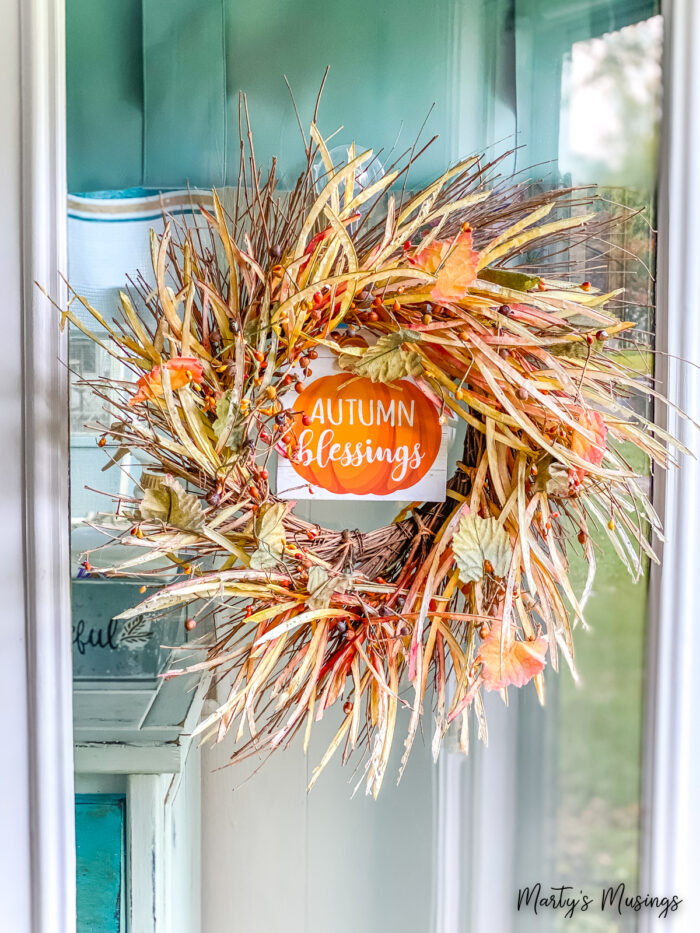 Fall wreath on glass front door