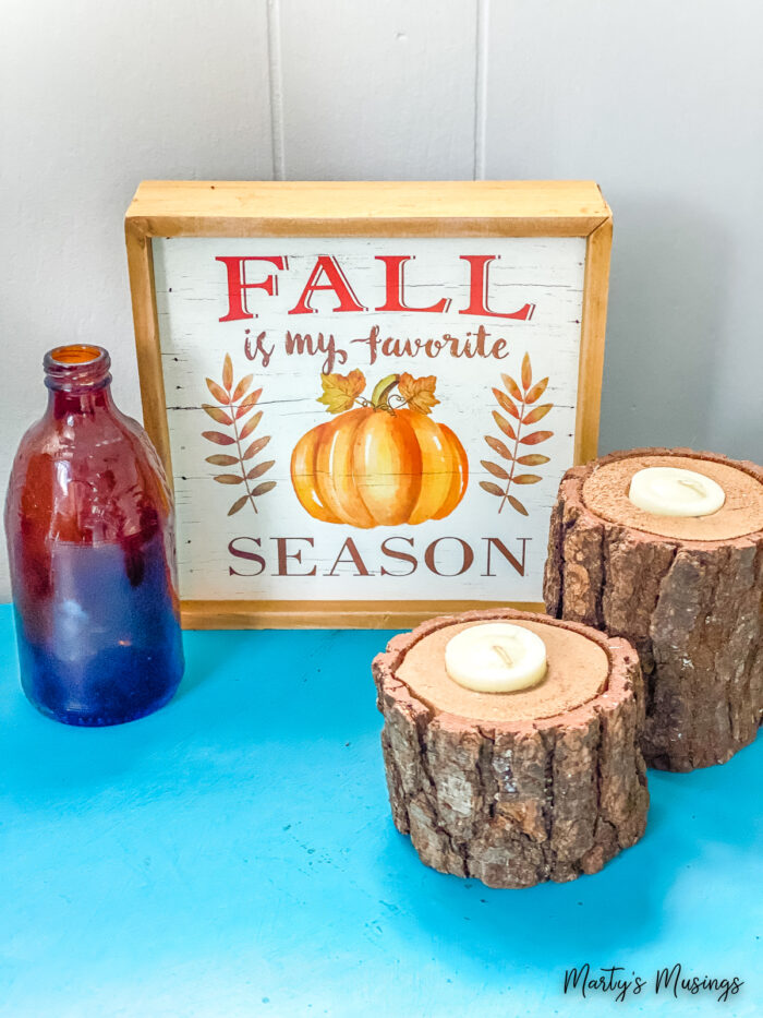 Fall is my favorite season decoration with rustic candle holders