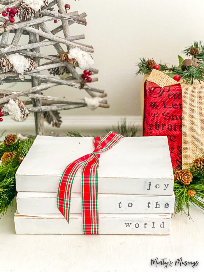 Joy to the world stamped and painted books
