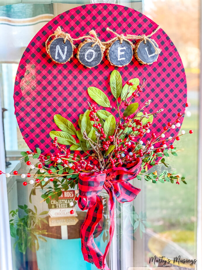 Red and black plaid hoop wreath