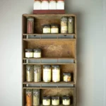 vintage loaf pan hanging on wall for spice storage