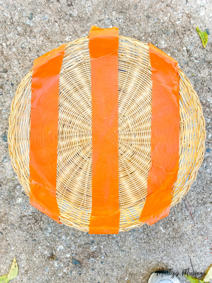 Frog tape in stripes on paper plate holder