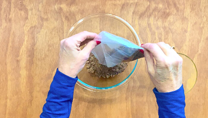 Pour cake mix into glass bowl