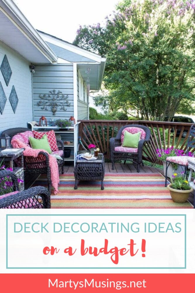 Deck decorating ideas on a budget with a bright front deck