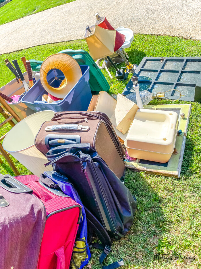 Household items out for trash at street 