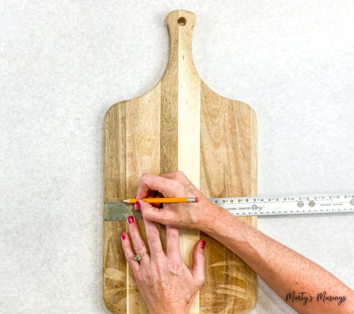 Mark sections with pencil on cutting board