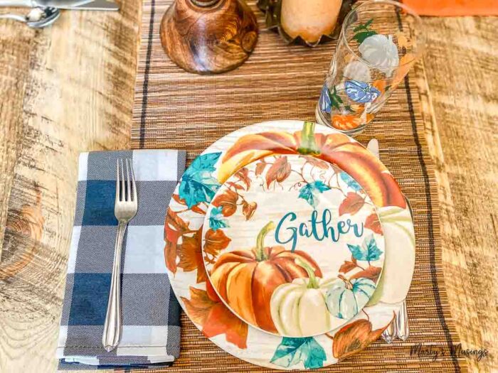 Gather plates for fall tables cape on top of farmhouse table